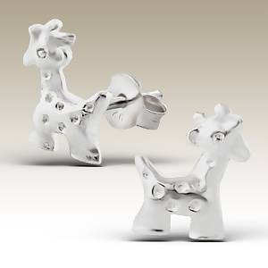 925 Sterling Silver Giraffe Earrings