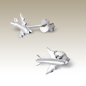 925 Sterling Silver Aeroplane Earrings