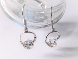 純銀 水滴吊式水晶耳環 (防敏感) 垂耳  韓國
