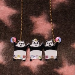 日本手造 熊貓頸飾
