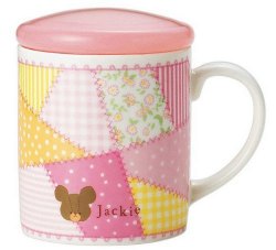 Jackie 陶瓷杯連膠蓋 - 格子布粉紅