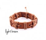 Leather bracelet (light brown/ wine)