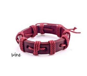 Leather bracelet (light brown/ wine)