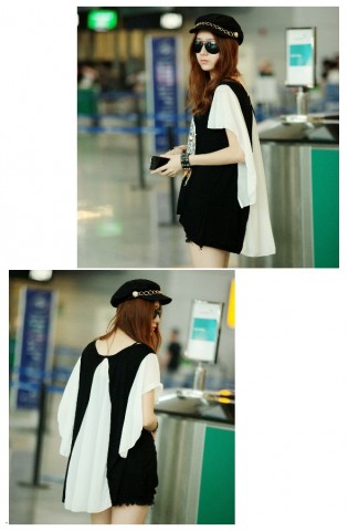 2014韓版新款夏季女裝短袖蝙蝠袖貓頭鷹潮流T-shirt