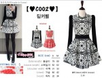 【♥SSpy-GIRL】(C002) *韓國直送* 幾何圖形拼淨色袖顯瘦連衣裙