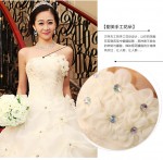 韓版蕾絲公主齊地抹胸新娘 婚紗大碼白色