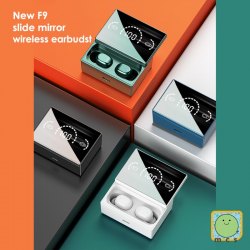 New F9 Slide Mirror Bluetooth 5.2 Earbuds 藍芽耳機