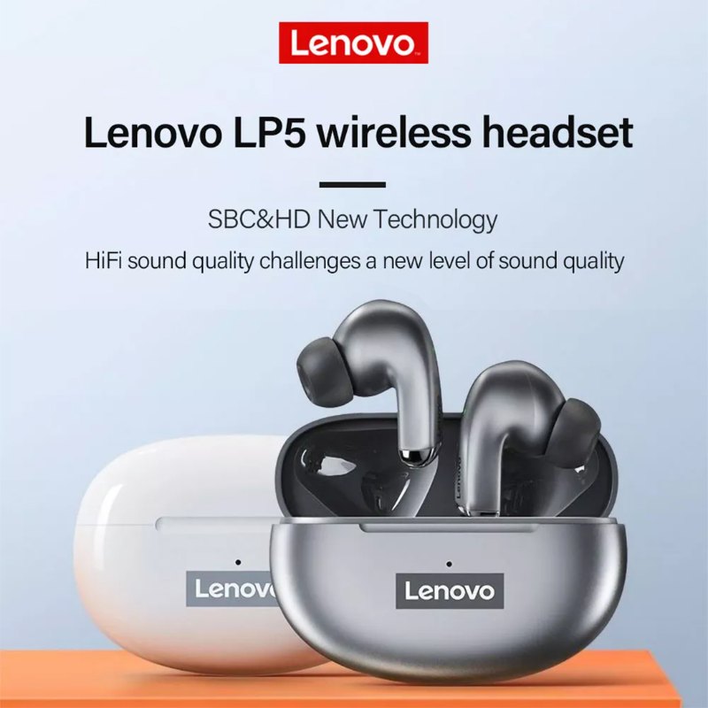 Lenovo LP5 Wireless Noise Cancellation Wateroof Sports In-ear Earbuds 藍芽耳機