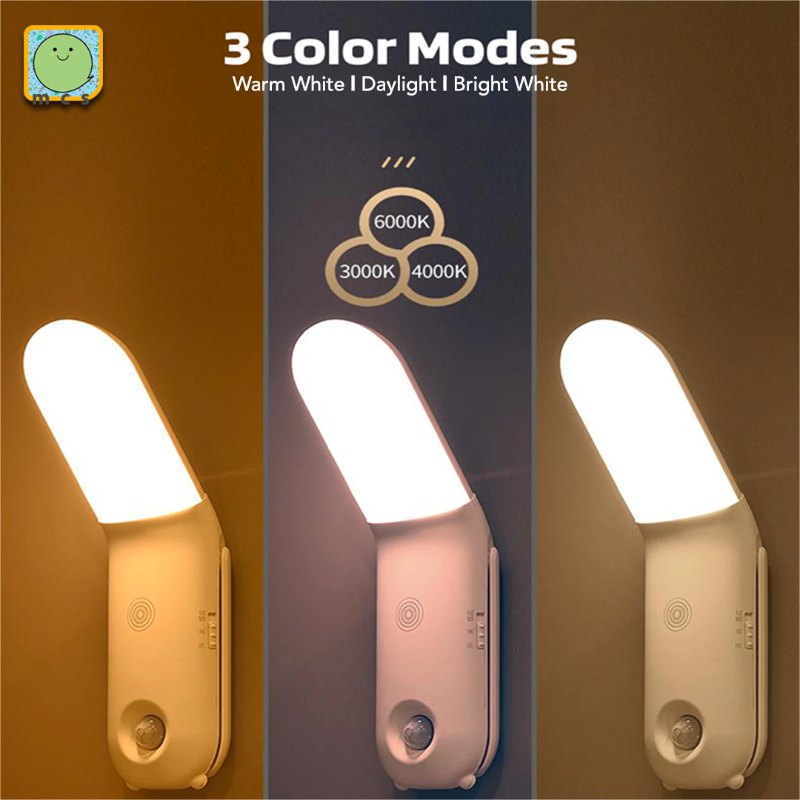 PIR Motion Sensor Night Light Nursery Lamp for Bedroom Motion 3 Colors