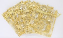 金色囍及百年好合印字歐根紗袋 (Gold Wedding Design Organza Bag)