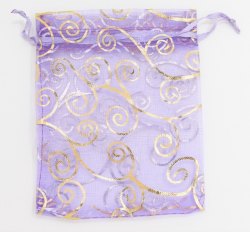 紫色勾蔓藤圖案歐根紗袋 (Purple Color Hook Vine Design Organza Bag)