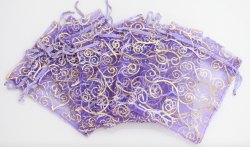 紫色勾蔓藤圖案歐根紗袋 (Purple Color Hook Vine Design Organza Bag)