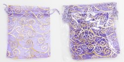 紫色勾蔓藤圖案歐根紗袋 (Purple Color Hook Vine Design Organza Bag)