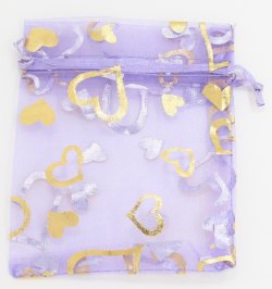紫色心型圖案歐根紗袋 (Purple Color Hearts Logo Organza Bag)