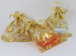 金色囍及百年好合手工皂禮品袋 (Gold Wedding Design Organza Bag With Soap Gift Bag Set)
