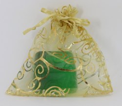 金色勾蔓藤圖案歐根紗+手工皂禮品袋 (Gold Hook Vine Design Organza Bag With Soap Gift Bag Set)