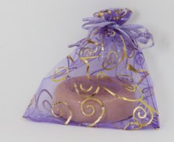 紫色勾蔓藤圖案歐根紗+手工皂禮品袋 (Purple Hook Vine Design Organza Bag With Soap Gift Bag Set)