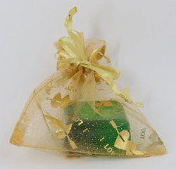 金色心串箭 I LOVE YOU  圖案歐根紗+手工皂禮品袋 (Gold Heart Arrow I Love You Design Organza Bag With Soap Gift Bag Set)