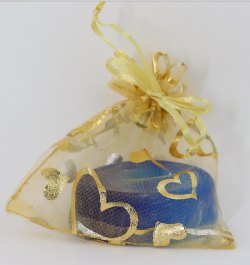 金色心型圖案歐根紗+手工皂禮品袋 (Gold Design Organza Bag With Soap Gift Bag Set)