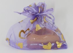 紫色心型圖案歐根紗+手工皂禮品袋 (Purple Design Organza Bag With Soap Gift Bag Set)