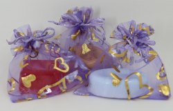 紫色心型圖案歐根紗+手工皂禮品袋 (Purple Design Organza Bag With Soap Gift Bag Set)