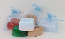 淺藍色歐根紗+手工皂禮品袋 (Light Blue Organza Bag With Soap Gift Bag Set)