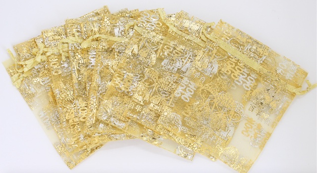 金色囍及百年好合印字歐根紗袋 (Gold Wedding Design Organza Bag)