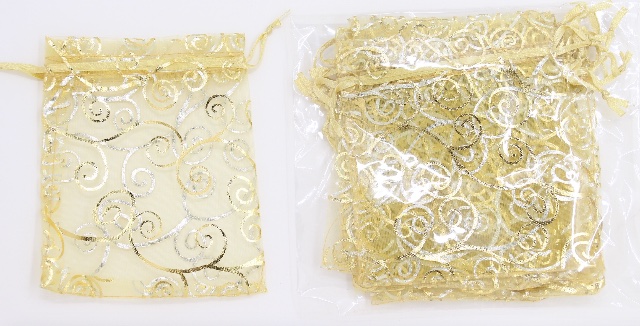 金色勾蔓藤圖案歐根紗袋 (Gold Color Hook Vine Design Organza Bag)