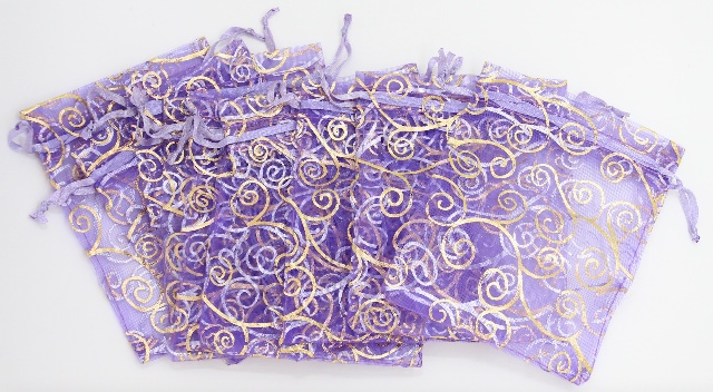 紫色勾蔓藤圖案歐根紗袋 (Purple Color Hook Vine Design Organza Bag)