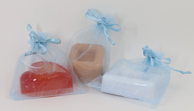 淺藍色歐根紗+手工皂禮品袋 (Light Blue Organza Bag With Soap Gift Bag Set)