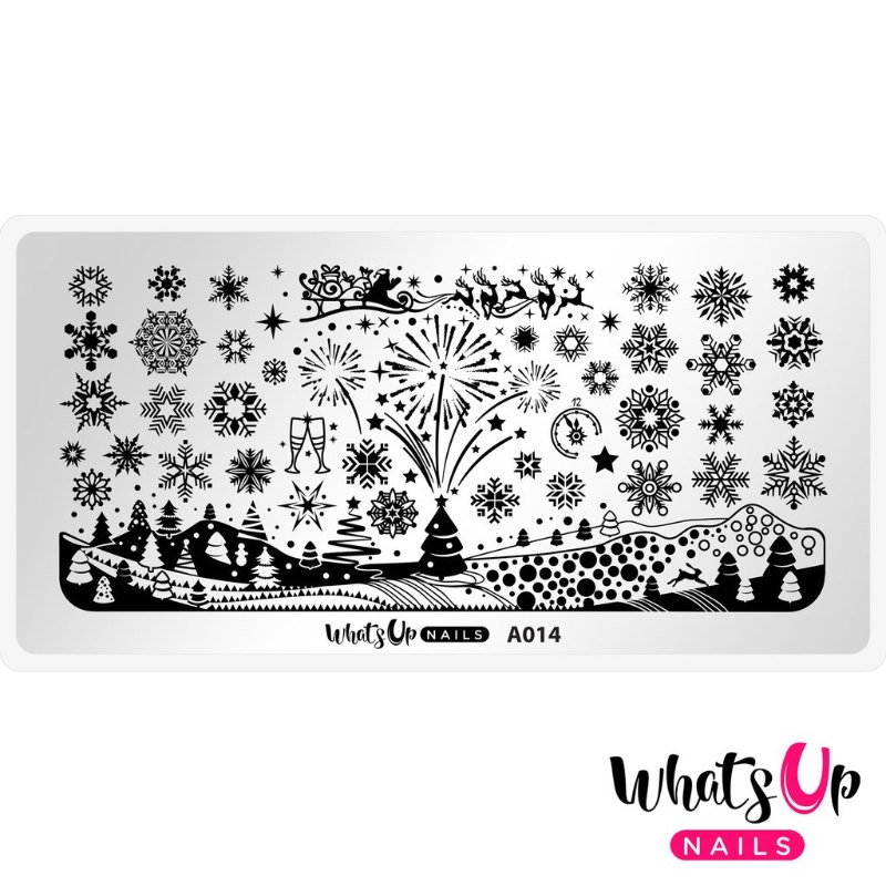 Whats Up Nails Stamping Plate A014 Holiday Snowfall