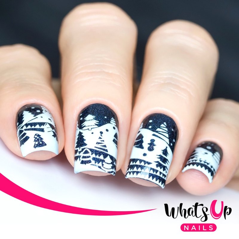 Whats Up Nails Stamping Plate A014 Holiday Snowfall