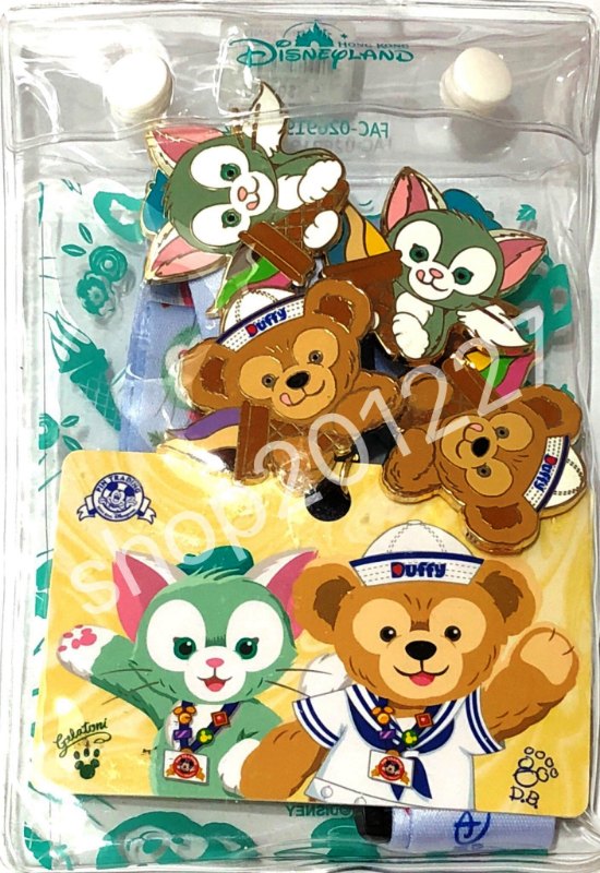 $250一Set 4個連頸繩 HK Disneyland Pins 襟章 徽章 Duffy 達菲熊 Gelatoni 畫家貓 傑拉多尼