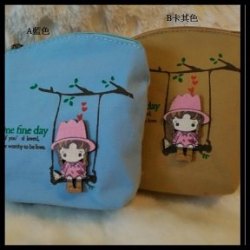 韓版卡通女帆布零用錢包