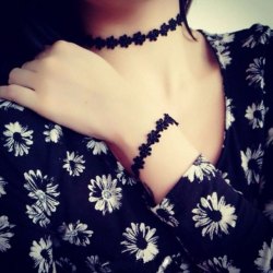 甜美雛菊紋花朵頸繩項鍊手鍊