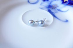 Natural Blue Akoya Pearl Earrings 7mm