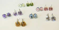 Colored Stone 925 Silver Stud Earrings