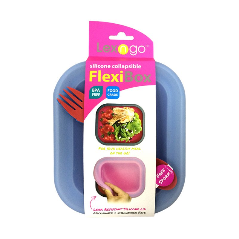 Lexngo Silicone Collapsible FlexiBox Medium with Cutlery Lexngo Silicone Collapsible FlexiBox Medium with Cutlery