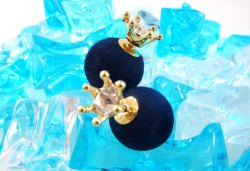韓國波波皇冠耳環（寶藍色）