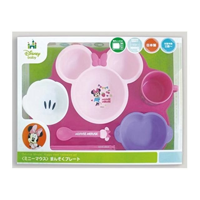 預購 日本製 迪士尼 米妮/米奇 嬰幼兒餐具禮盒 (—套7件)