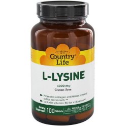 Country Life L-赖氨酸1000mg含B6片剂 100片（提高免疫力）
