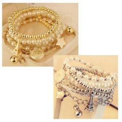 Fashion Imitate Pearl Silver  Golden Beads Chandelier Drop Ornament Pendant Hanging Cham Bracelet Wristband Wristlet Circlet Hoo