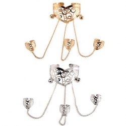 Fashion Skeleton Hollow Pattern Bracelet Bangle  Wristband Wristlet Circlet Hoop Fingers Joint Link Chain Ring (3 Fingers)