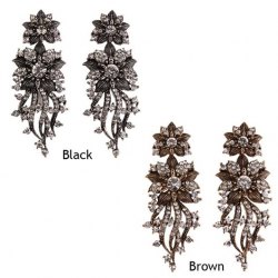 1 Pairs Black/Brown Rhinestones Snowflake Tassel Meteor Style Dangle Chandelier Earrings