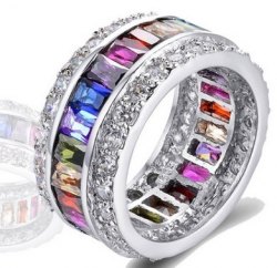 Rainbow Gemstones Rhinestones Ring