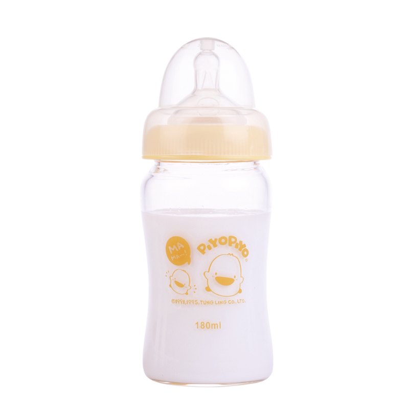 PiyoPiyo黃色小鴨 寬口徑葫蘆玻璃奶瓶(180ml) PiyoPiyo黃色小鴨 寬口徑葫蘆玻璃奶瓶(180ml)