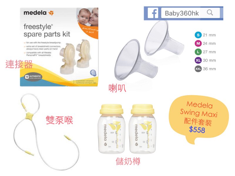 (優惠價)Medela Swing Maxi 配件套裝 (連2個儲奶樽) (優惠價)Medela Swing Maxi 配件套裝 (連2個儲奶樽)