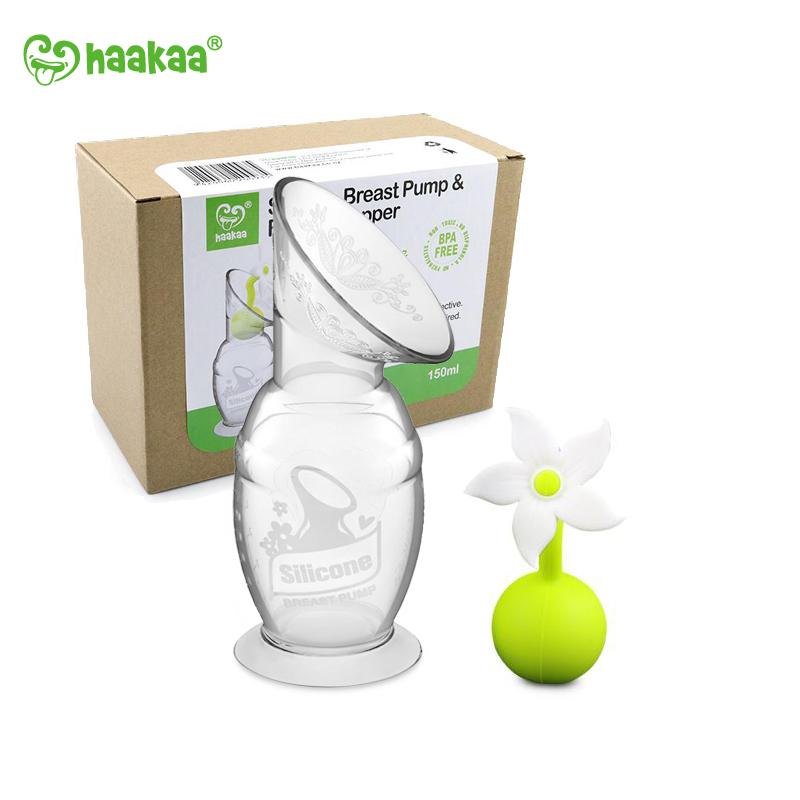 紐西蘭 Haakaa 150ml 真空吸乳集乳器 配白色/橙色小花塞套裝 紐西蘭 Haakaa 150ml 真空吸乳集乳器 配白色/橙色小花塞套裝