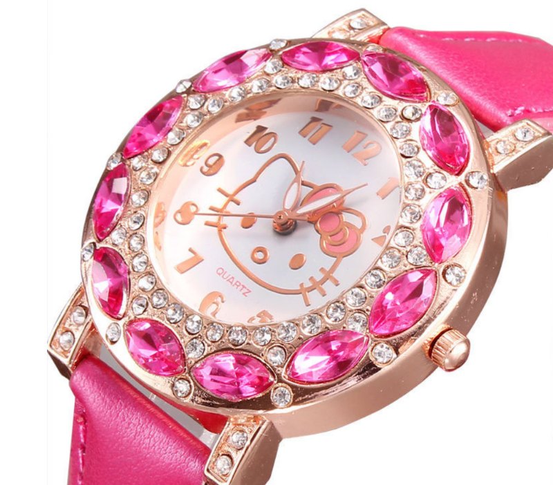 Hello Kitty鑲鑽石英手錶 適合兒童,少女配戴 適合收藏 適合送禮,自用