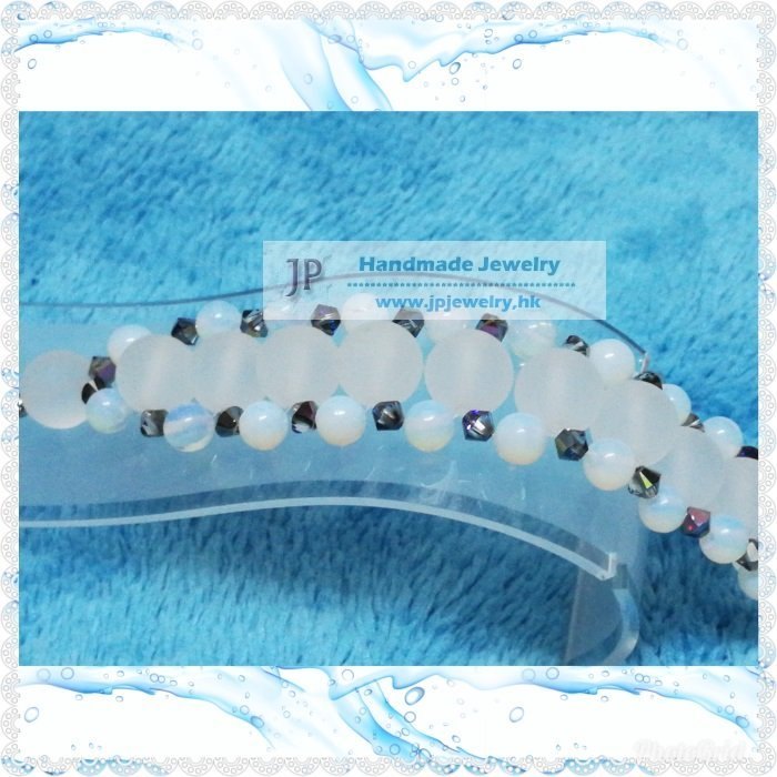 ※自家設計※天然白水晶蛋白石施華洛水晶手鏈*包送【順豐站】自取* (型號:JP-C-0008) ※自家設計※天然白水晶蛋白石施華洛水晶手鏈*包送【順豐站】自取* (型號:JP-C-0008)